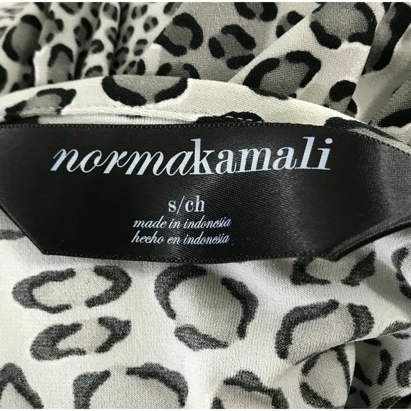 Norma Kamali Dress S Animal Print Black Gray White V Neck Knot mob wife party - Picture 4 of 8